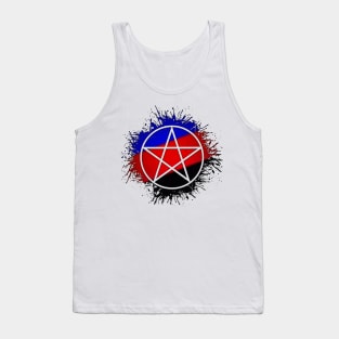 Paint Splatter Polyamory Pride Flag Pentacle Symbol Tank Top